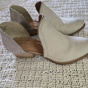 Diba Cream Ankle Booties with Wedge Heel